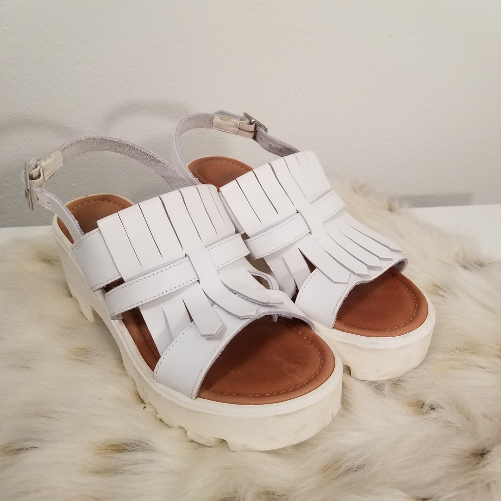 Bata REAL LEATHER while Platform Heels